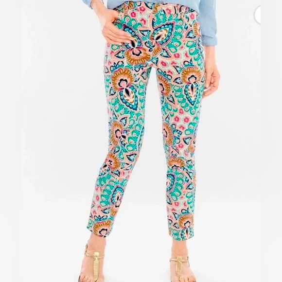 Chicos Size S So Slimming Colorful Stretch Bombay Paisley Girlfriend Ankle Jeans - Picture 1 of 15